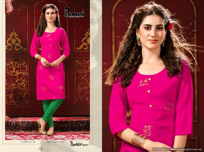 Premnath Parker 5 Ethnic Wear Rayon Designer Embroidery Kurti Collection